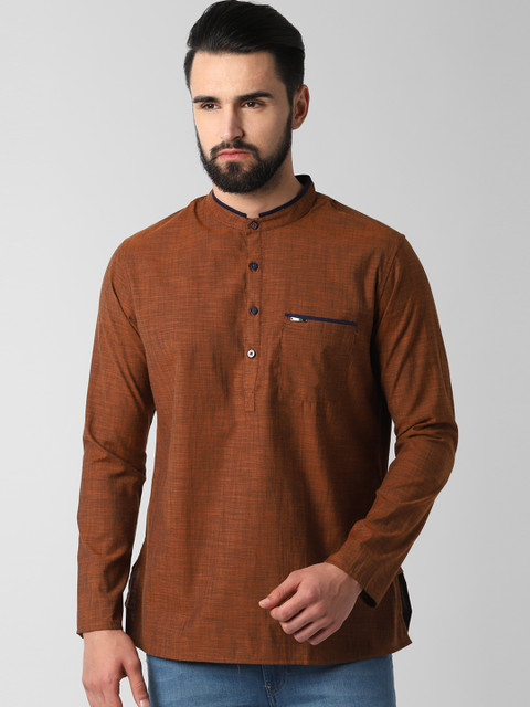

Peter England Men Brown Solid Straight Kurta