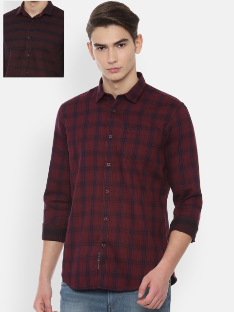 

Allen Solly Sport Men Maroon Navy Blue Regular Fit Reversible Checked Casual Shirt