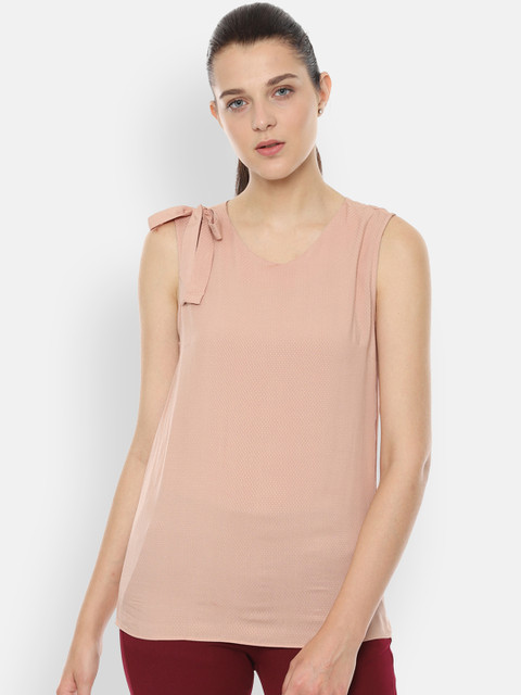 

Van Heusen Woman Women Peach-Coloured Solid Top