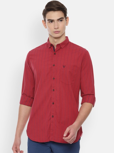 

Allen Solly Men Red & Blue Slim Fit Striped Casual Shirt