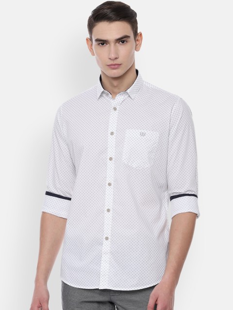 

Van Heusen Sport Men White & Grey Slim Fit Printed Casual Shirt