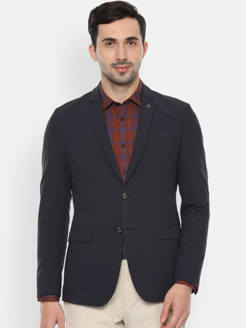 

Allen Solly Men Navy Blue Solid Slim-Fit Single-Breasted Blazer