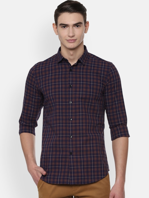 

Allen Solly Sport Men Navy Blue & Brown Slim Fit Checked Casual Shirt