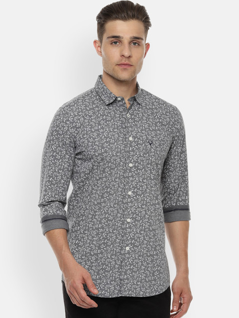 

Allen Solly Men Grey Slim Fit Printed Casual Shirt