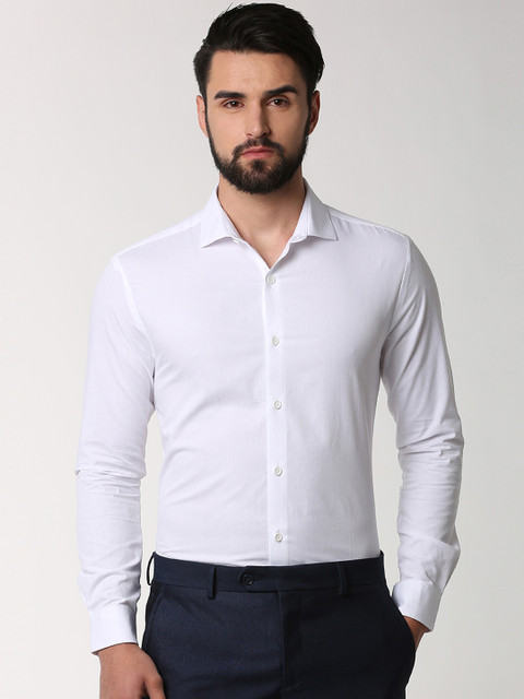 

Peter England Men White Slim Fit Solid Formal Shirt