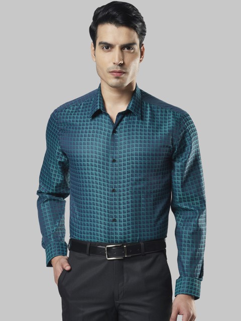 

Next Look Men Teal Green Regular Fit Printed Formal Shirt