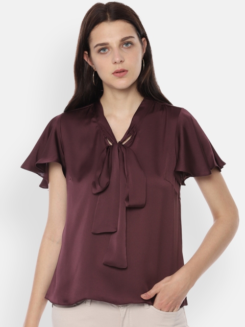 

Allen Solly Woman Burgundy Solid Top