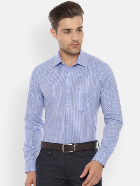 

Van Heusen Men Blue & White Slim Fit Checked Formal Shirt
