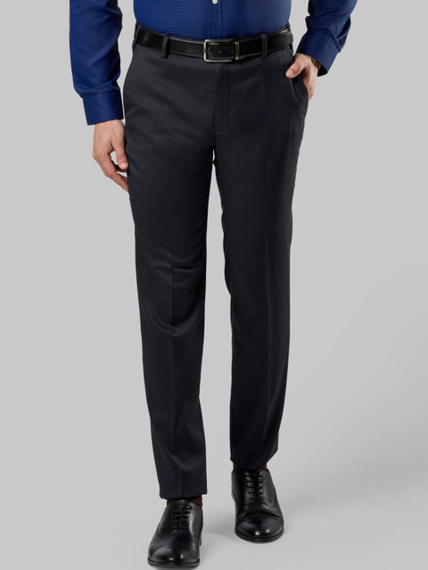 

Next Look Men Navy Blue Slim Fit Solid Formal Trousers
