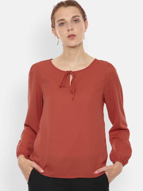 

Van Heusen Women Rust Orange Solid Top