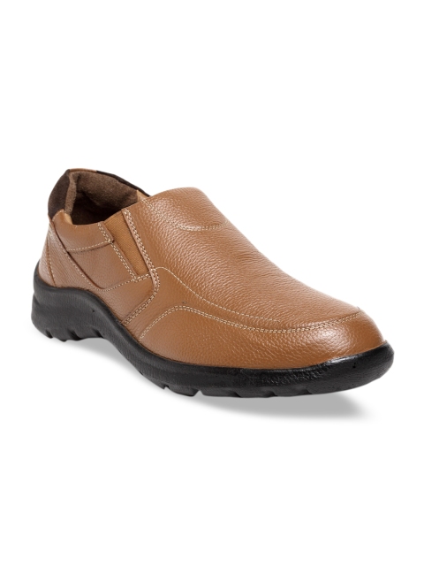 

Teakwood Leathers Men Tan Brown Leather Lightweight Slip-On Sneakers