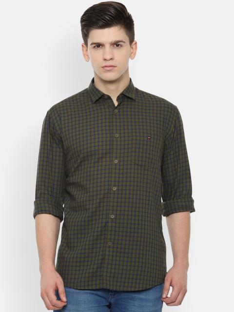 

Louis Philippe Sport Men Green & Navy Blue Slim Fit Checked Casual Shirt