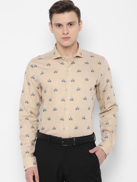 

SIMON CARTER LONDON Men Beige & Black Slim Fit Printed Formal Shirt