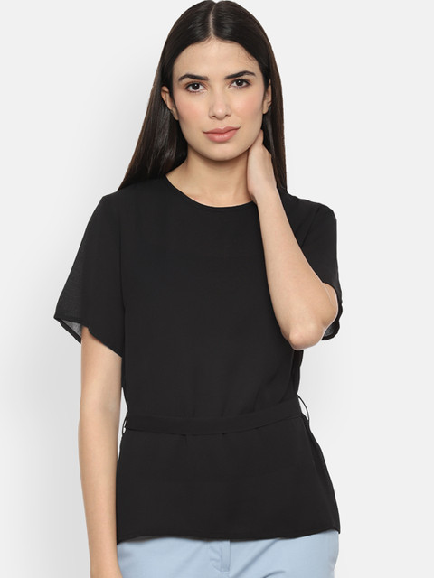 

Van Heusen Women Black Solid Top