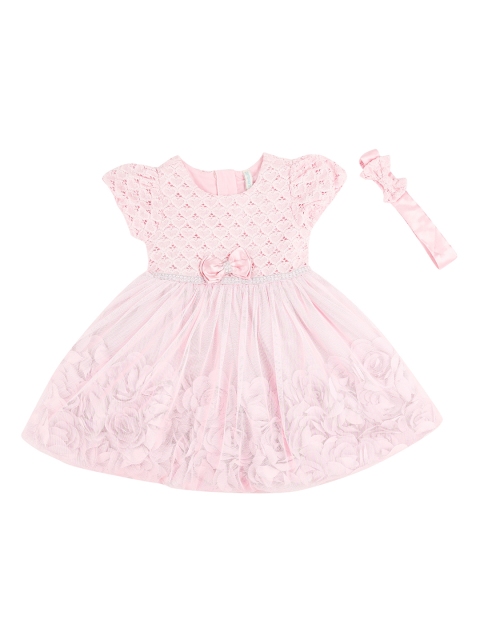 

Pantaloons Baby Girls Self Design Pink Fit and Flare Dress
