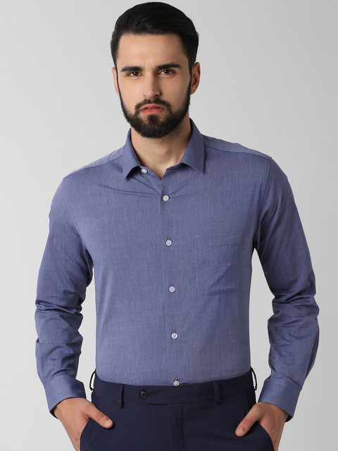 

Peter England Men Blue Slim Fit Self Design Formal Shirt
