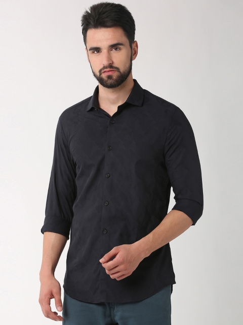 

Peter England Men Navy Blue Slim Fit Printed Casual Shirt