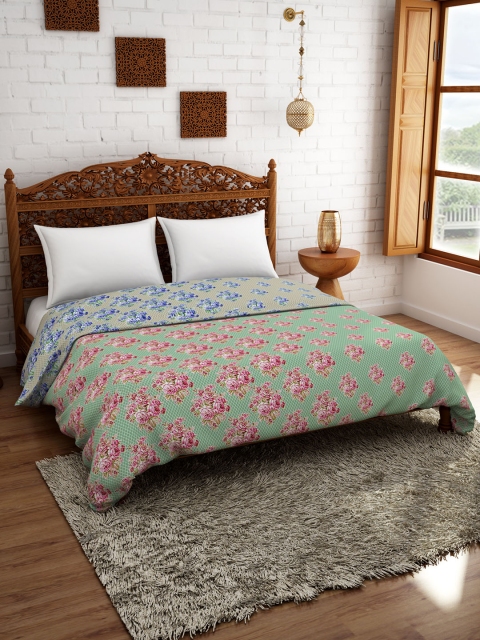 

Welspun Green & Blue Floral Printed AC Room 150 GSM Double Bed Quilt