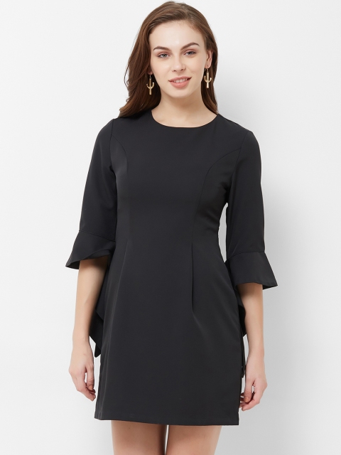

bebe Women Solid Black Fit and Flare Dress