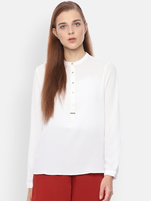 

Van Heusen Women White Solid Shirt Style Top