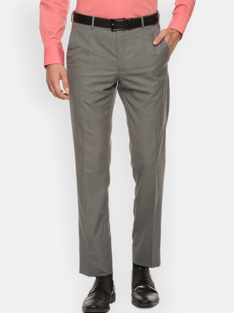 

Van Heusen Men Grey Slim Fit Solid Formal Trousers