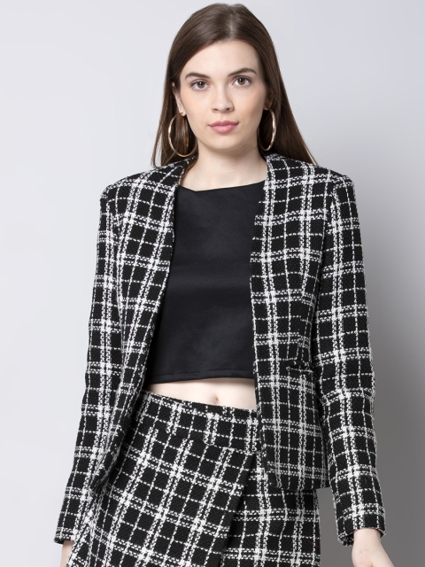 

FabAlley Women Black Checked Tailored Jacket