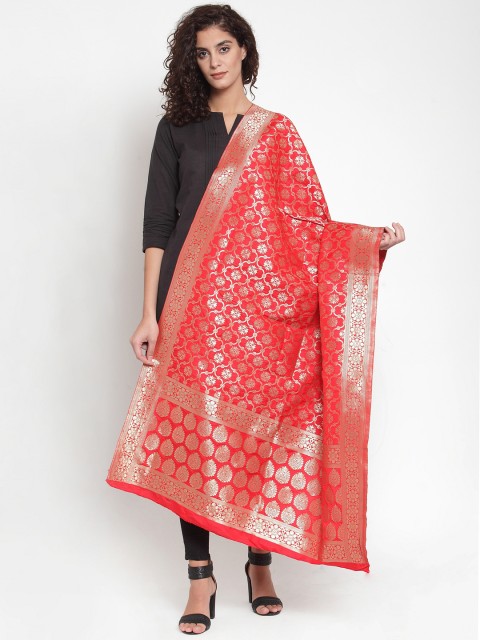 

mf Red & Gold-Toned Woven Design Dupatta