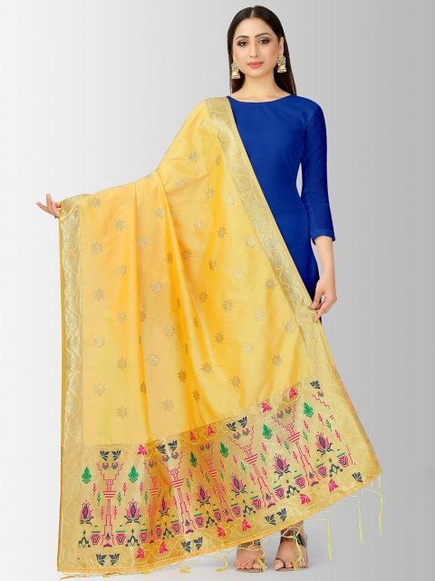 

MIMOSA Yellow Woven Design Dupatta