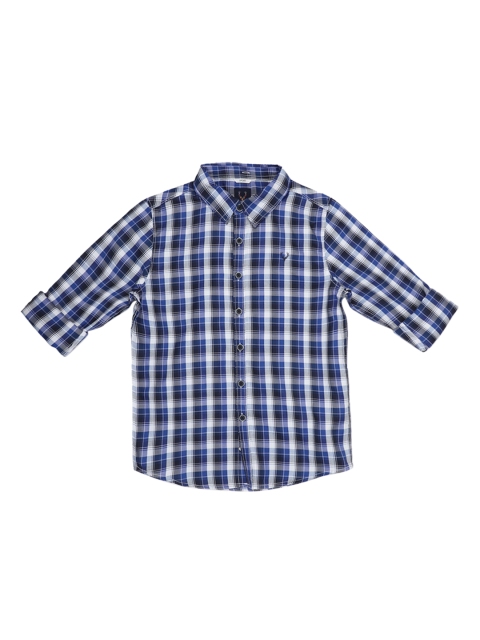 

Allen Solly Junior Boys Blue & White Regular Fit Checked Casual Shirt