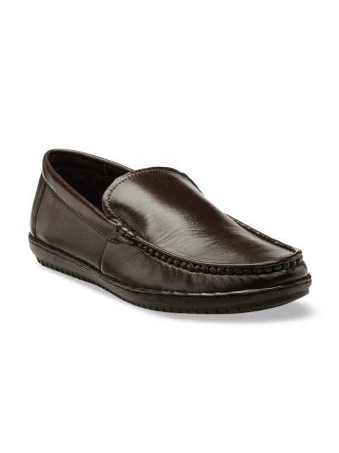 

Teakwood Leathers Men Brown Leather Lightweight Slip-On Sneakers