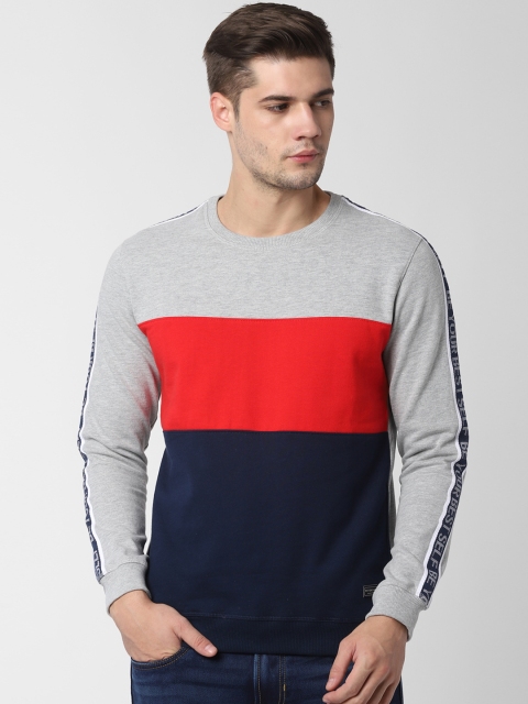 

Peter England Casuals Men Grey & Black Colourblocked Sweatshirt