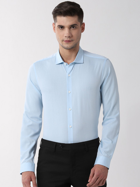 

Peter England Men Blue Slim Fit Self Design Formal Shirt