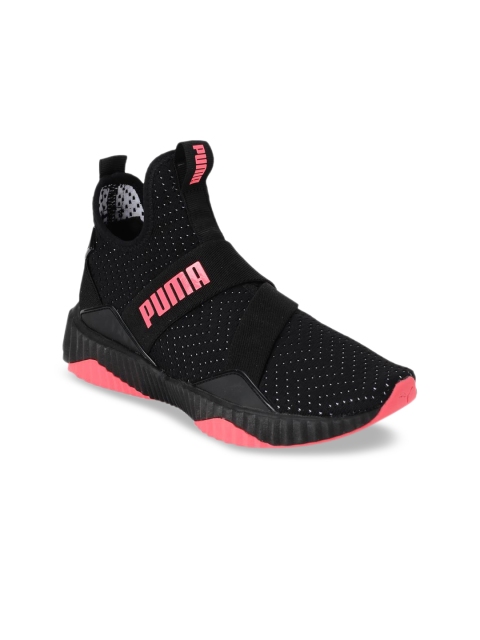 

Puma Women Black Leather Defy Mid Core Training or Gym Shoes
