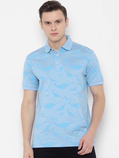 

SIMON CARTER LONDON Men Blue Printed Polo Collar T-shirt