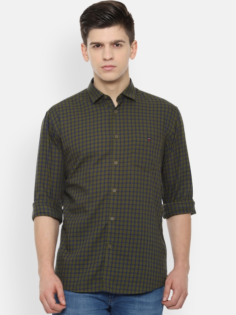 

Louis Philippe Sport Men Green & Navy Blue Slim Fit Checked Casual Shirt