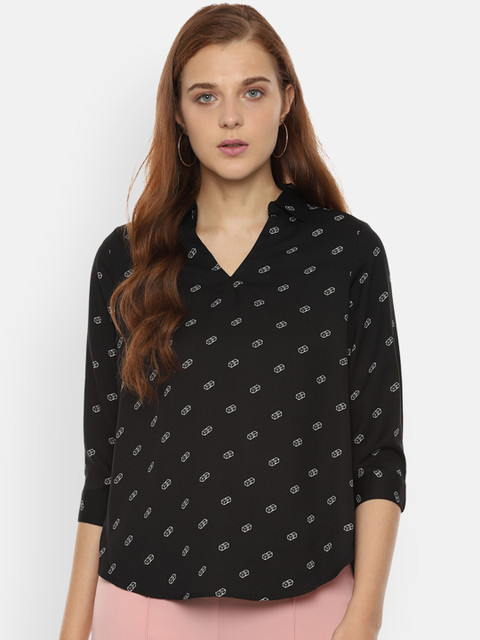 

Van Heusen Women Black Printed Shirt Style Top