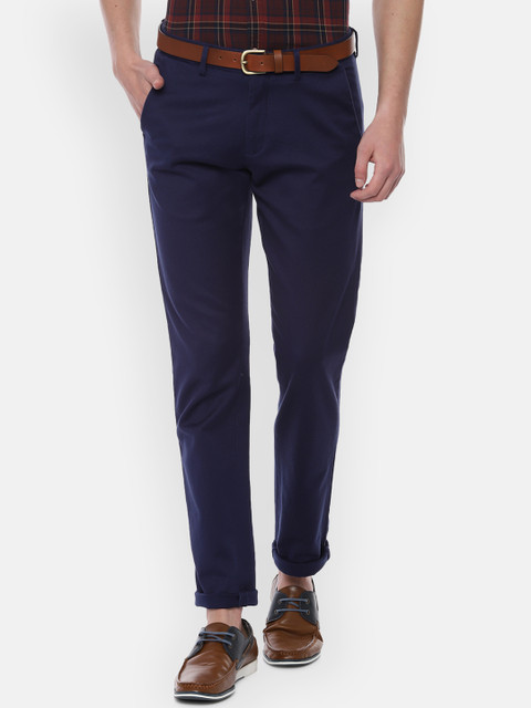 

Allen Solly Men Navy Blue Slim Fit Solid Formal Trousers