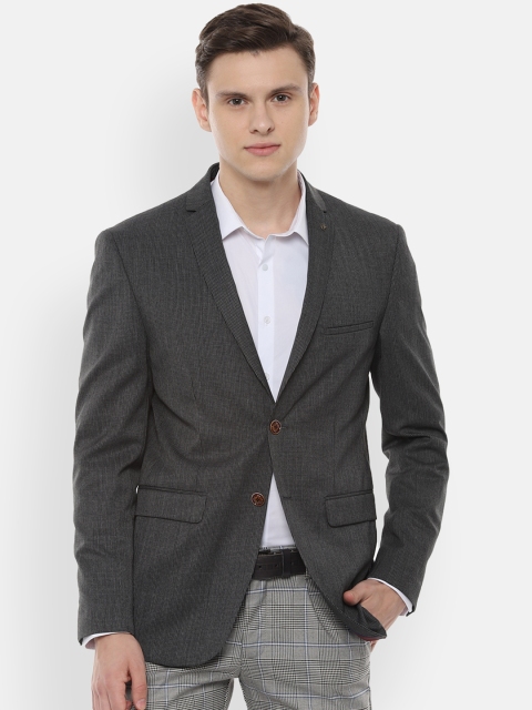 

Allen Solly Men Grey Self-Design Slim Fit Single-Breasted Blazer
