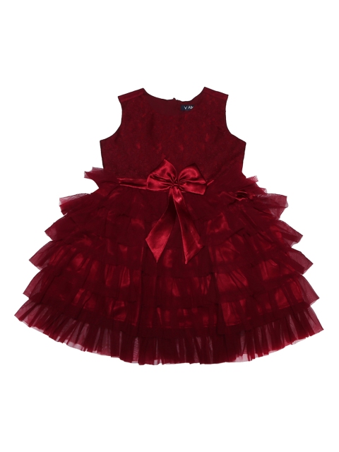 

Allen Solly Junior Girls Self Design Maroon Fit and Flare Dress
