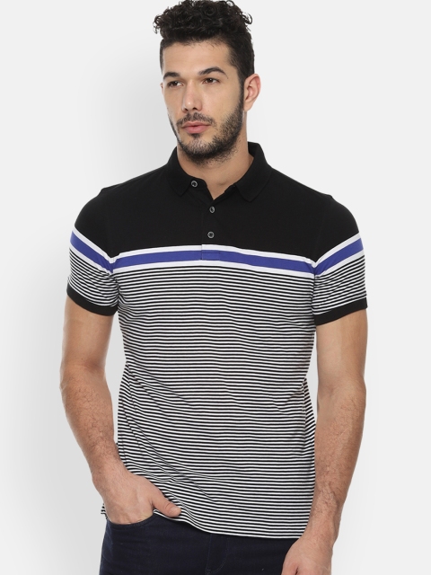 

Van Heusen Sport Men Black Striped Polo Collar T-shirt