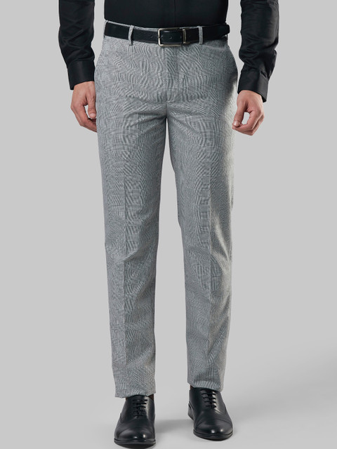 

Next Look Men Grey Slim Fit Checked Formal Trousers