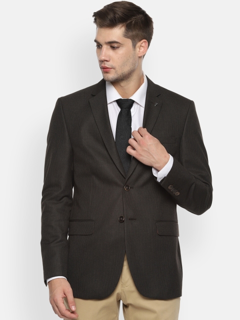 

Van Heusen Men Brown Self Design Slim-Fit Single-Breasted Blazer