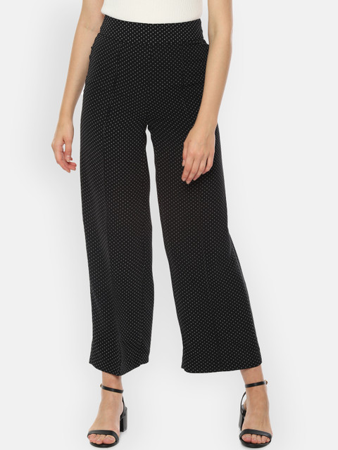 

Van Heusen Woman Women Black Regular Fit Printed Parallel Trousers