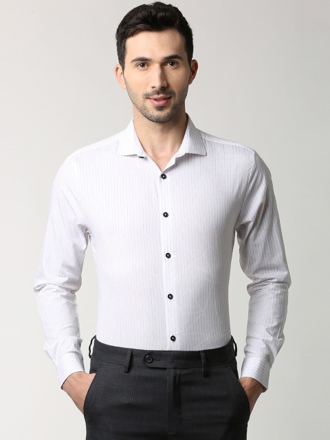 

Peter England Men White & Black Slim Fit Striped Formal Shirt