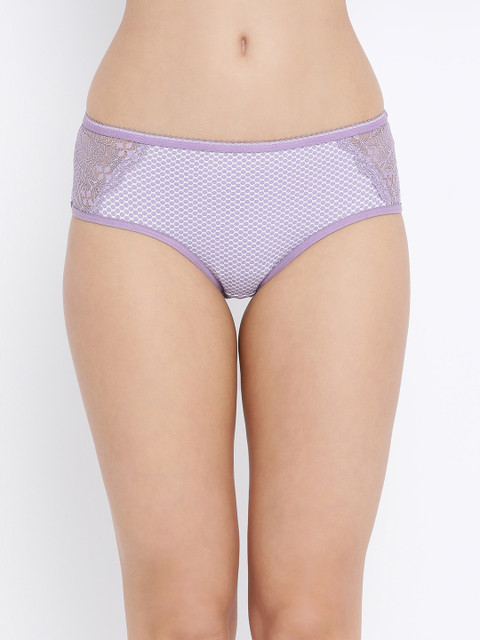 

Clovia Women Purple Printed Mid Rise Lace Hipster Briefs PN3197P153XL