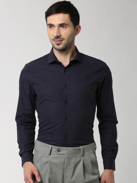 

Peter England Men Navy Blue Slim Fit Printed Formal Shirt