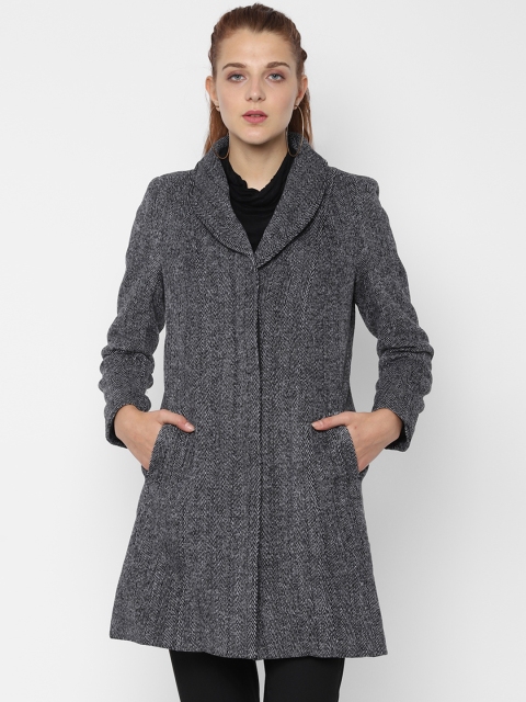 

People Women Grey Self Design Jacket