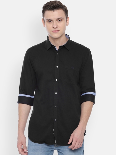 Van Heusen Sport Men Black Slim Fit Solid Casual Shirt