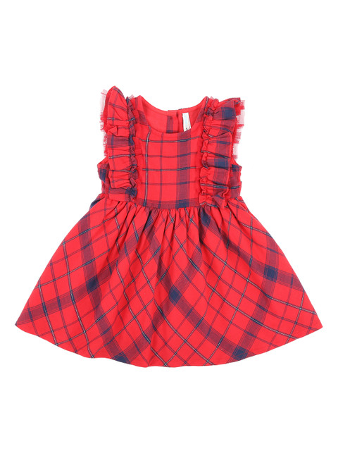 

Pantaloons Baby Girls Checked Red Fit and Flare Dress