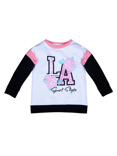 

ventra Girls White & Pink Printed Sweatshirt